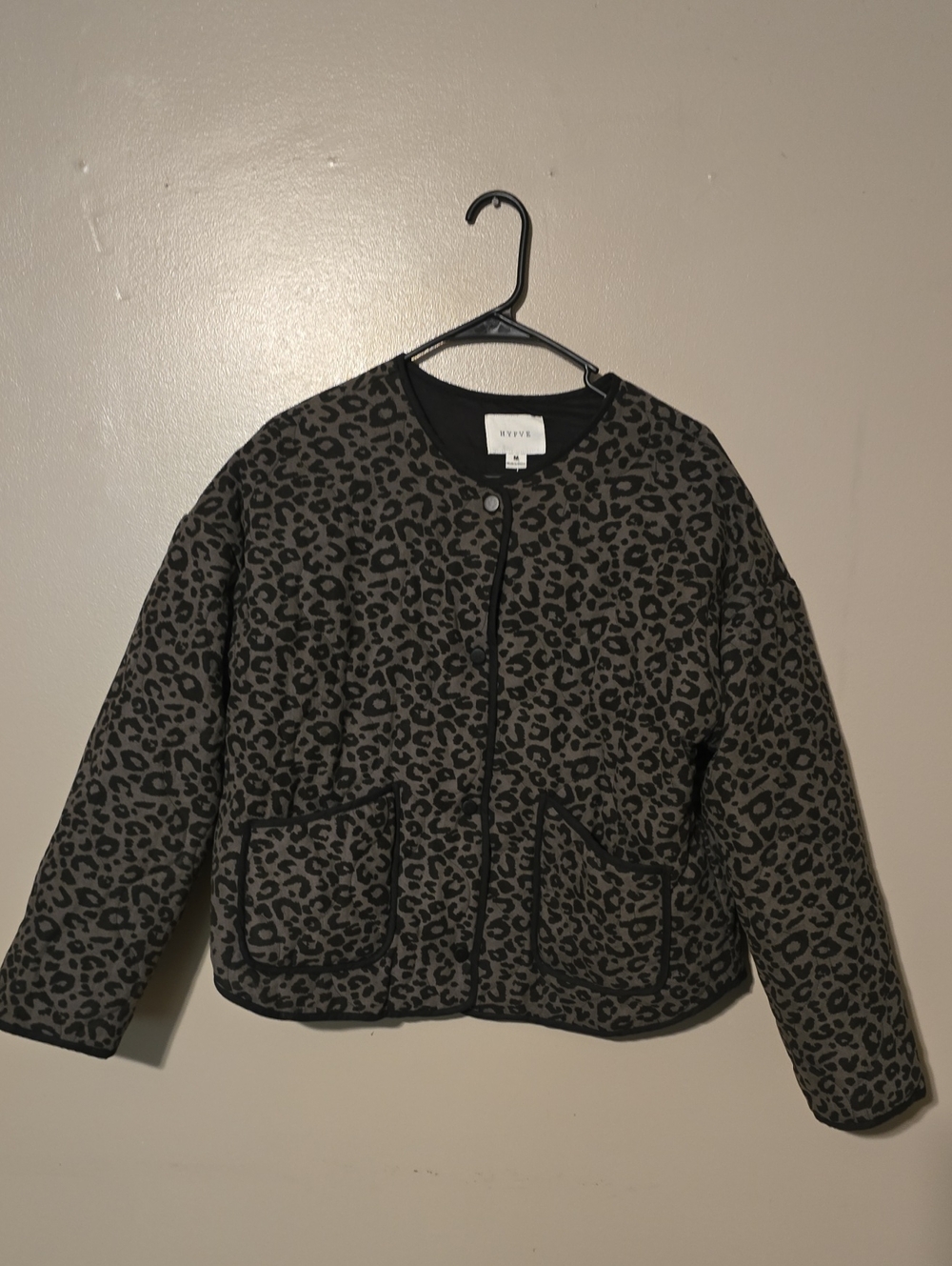 HYFVE Patterned Teddy Jacket Brown Black Womens Size Medium